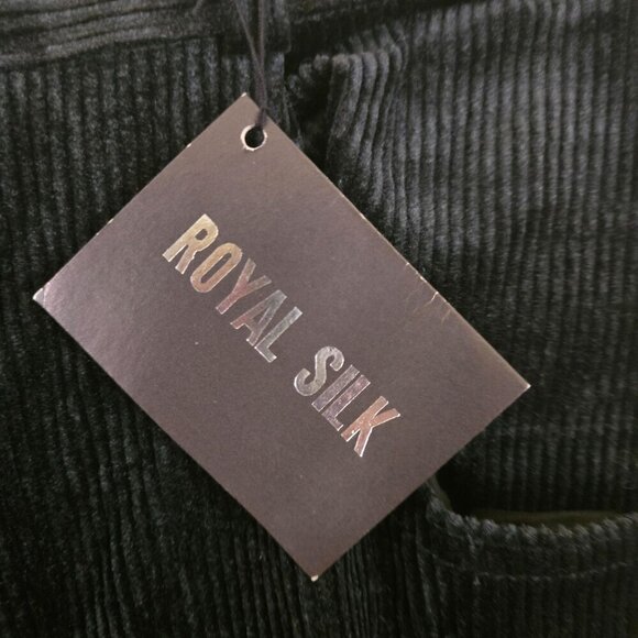 Royal Silk NWT Black Silk Blend Corduroy Pants Size 12 - Picture 3 of 4